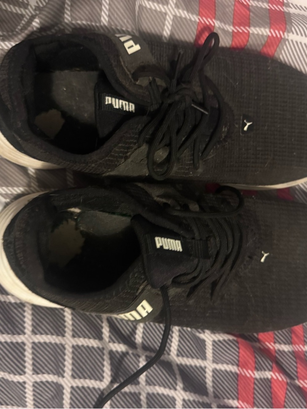 Puma Black Low-Top Knit Sneakers with White Accents